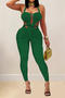 sexy plus size stretch solid color tight halter neck large backless jumpsuit_White_Orange_Green_Dark Green