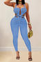 sexy plus size stretch solid color tight halter neck large backless jumpsuit_White_Orange_Green_Dark Green_Blue