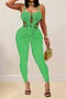 sexy plus size stretch solid color tight halter neck large backless jumpsuit_White_Orange_Green