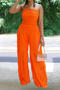 stylish plus size slight stretch tube top wrinkle fabric wide leg jumpsuit_Black_White_Magenta_Yellow_Orange