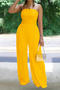 stylish plus size slight stretch tube top wrinkle fabric wide leg jumpsuit_Black_White_Magenta_Yellow