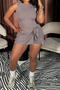 casual plus size slight stretch solid slim fit playsuit wear with a small apron_Gray
