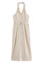 casual non-stretch halter-neck solid color with belt jumpsuit_Dark Blue_Beige