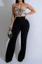 casual plus size slight stretch tube top hollow jumpsuit_Black