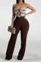 casual plus size slight stretch tube top hollow jumpsuit_Black_Red_Dark Green_Reddish Brown