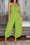casual plus-size non-stretch solid color tube top wide-leg jumpsuit_Black_Magenta_Green