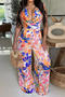 casual plus size non-stretch sleeveless batch printing wide-leg jumpsuit_Red_Green_Blue