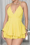 sexy plus size slight stretch solid color wrinkle fabric backless playsuit_Black_Magenta_Yellow