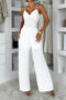 casual plus size slight stretch solid color sling wrinkle fabric jumpsuit_Black_White