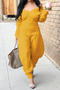 casual plus size slight stretch simple 5-colors solid color v-neck jumpsuit_Black_White_Red_Yellow