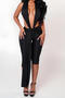 sexy slight stretch 3 colors deep v halter-neck long ribbon crop jumpsuit_Black