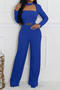 casual plus size slight stretch solid color slim hollow jumpsuit_Black_White_Pink_Blue