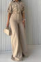 casual plus size non-stretch solid color cargo wide-leg jumpsuit_Light Green_Khaki 