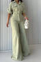 casual plus size non-stretch solid color cargo wide-leg jumpsuit_Light Green