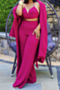 autumn new plus size solid color stretch halter-neck vest wide-leg pants with suit-collar cardigan stylish three-piece set_Black_Purple_Blue_Magenta