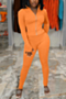 autumn new plus size solid color stretch zip-up thumb-hole casual minimalist sports two-piece set_Black_Beige_Sky Blue_Orange