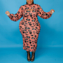 autumn plus size xl-5xl leopard batch printing sling casual midi dress with separate sleeve_Red_Blue_Pink