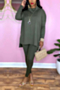 autumn new stylish simple solid colo 6 colors plus size stretch casual two-piece set_Black_Dark Green