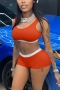 summer new plus size five colors orange patchwork stretch sports stylish slim two-piece set_Black_White_Red