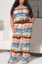 xl-5xl summer plus size three colors tie-dye stretch wide-leg pockets casual simple two-piece set_Red_Blue_Orange
