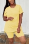 s-2xl summer new plus size 5 colors solid color stretch pocket side slit t-shirt with shorts casual simple shorts sets_Blue_Magenta_Yellow