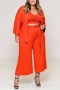 l-4xl plus size autumn new stylish 3 colors solid color loose belt ankle pants casual pants sets（with lined）_Blue_Orange