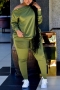 l-5xl plus size autumn new stylish four colors one shoulder long sleeve button stretch casual pants sets_Black_Dark Green