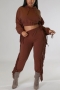 s-2xl plus size autumn & winter new 7 colors stretch tassel hooded sweatshirt with stylish pants sets_Black_Purple_Red_Brown