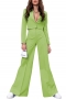 plus size non-stretch 6 colors solid color high waist wide leg pants sets_Light Green