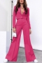 plus size non-stretch 6 colors solid color high waist wide leg pants sets_Light Green_Sky Blue_Dark Blue_Pink_Magenta
