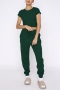 plus size slight stretch 7 colors solid color pocket casual pants sets_Black_White_Dark Green