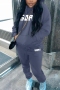 plus size slight stretch letter printing drawstring hooded sweatshirt pants set_Black_White_Purple_Dark Purple_Light Green_Red_Rose Red_Sky Blue_Blue_Dark Blue