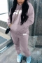 plus size slight stretch letter printing drawstring hooded sweatshirt pants set_Black_White_Purple_Dark Purple_Light Green_Red_Rose Red_Sky Blue_Blue_Dark Blue_Brown_Pink_Magenta_Orange_Yellow_Khaki _Gray_Green_Light Pink_Light Purple