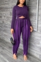 s-5xl plus size slight stretch solid color orange tassel slim stylish pants sets_Black_White_Dark Purple