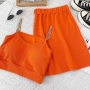 sexy 14 colors stretch padded chain sling vest with high waist mini skirt set_Black_White_Gray_Pink_Red_Magenta_Orange