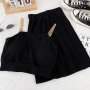 sexy 14 colors stretch padded chain sling vest with high waist mini skirt set_Black