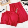 sexy 14 colors stretch padded chain sling vest with high waist mini skirt set_Black_White_Gray_Pink_Red