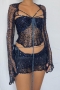 sexy slight stretch sequin knitted sweater three-piece set_Pink_Green_Sky Blue_Dark Blue
