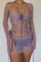 sexy slight stretch sequin knitted sweater three-piece set_Pink_Green_Sky Blue_Dark Blue_Purple