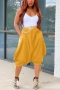 stylish plus size slight stretch vest with pocket harlan shorts set(no belt)_Rose Red_Yellow