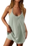 stylish plus size slight stretch 3 colors mini dress & shorts set(with lined)_Light Green