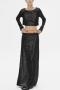 sexy high stretch sequins maxi skirt set_Black
