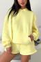stylish plus size slight stretch 9 colors pocket hooded sweatshirt shorts sets_Black_Magenta_Yellow