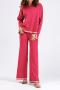 casual slight stretch 7 colors loose knitted slit wide leg pants sets_Black_Gray_Watermelon Red