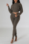 stylish slight stretch twist knitted 5 colors crop sweater & slim pants set_Black_Magenta_Dark Green
