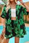 new sexy non-stretch batch printing cardigan shorts set_Black_Red_Green