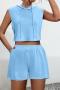 plus size solid color summer slight stretch simple casual hooded shorts set_Black_Gray_Pink_Dark Green_Sky Blue
