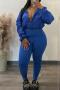 stylish plus size slight stretch 5 colors drawstring zip-up top & pants set_Black_Magenta_Light Green_Blue
