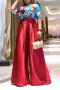 casual plus size non-stretch graphic printing blouse & wide leg pants set_Red