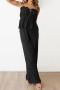 sexy non-stretch solid color sling hollow top breathable pants set_Black